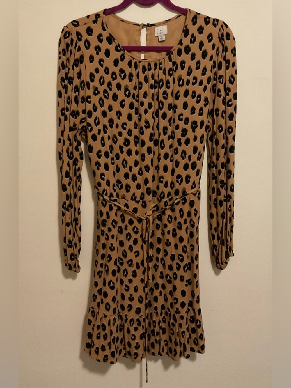 a new day animal print dress. Brown with black print. Size XL.